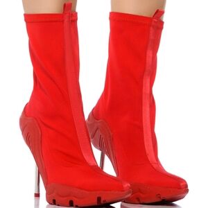 Azalea Wang "Universal Trailblazer" Elegant Red Stiletto Heeled Boots